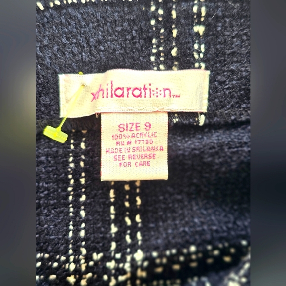 Vintage Xhileration Knit Ruffle Plaid Black & Ivory Cream Mini Skirt Zip up Back - Picture 5 of 5